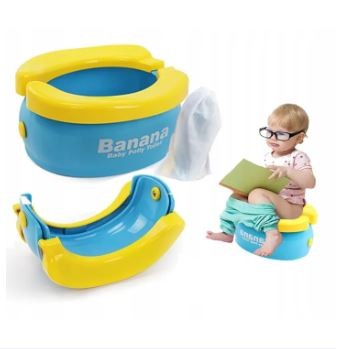 Foldable Portable Travel Potty - Training Toilet Seat for Boys & Girls, Novelty Yellow Banana Design, Comfy Toddler WC Chair
